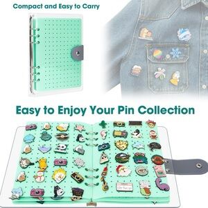 Mint Green Enamel Pin Display Binder – Portable Pin Collection Organizer Book